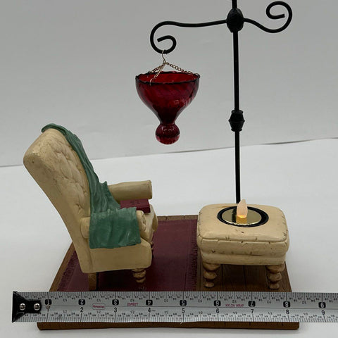 Westland WMG 2003 Miniature Reading Room Diorama Resin Glass Chair Ottoman 8"