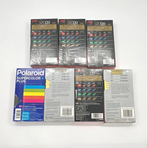 JVC Polaroid Tozai VHS T-120 Blank Cassette Tapes Lot of 7 Factory Sealed