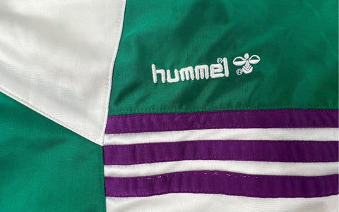 Vintage 90s Hummel Men's Colorblock Geometric Track Jacket Green Navy Sz XXL
