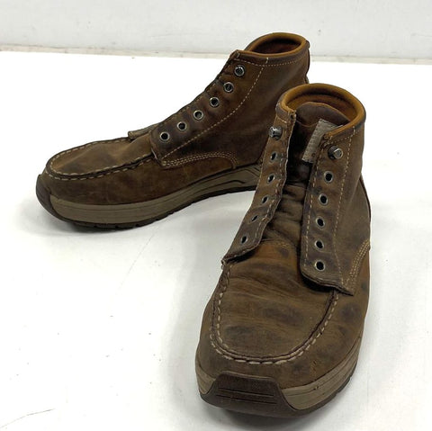 Carhartt CMX4023 Moc Toe Wedge Brown Leather Work Boots Men's Size 10