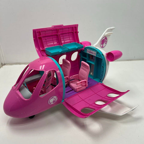 Mattel Barbie Glam Vacation Jet Airplane Toy 2012 Pink Folds Open Seats Dolls