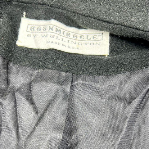 Vintage 80s Wellington Women's Kashmiracle Black Longline Mandarin Collar Coat