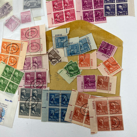 Vintage US Postage Stamp Collector Lot Mixed Used MNH Air Mail Blocks Singles