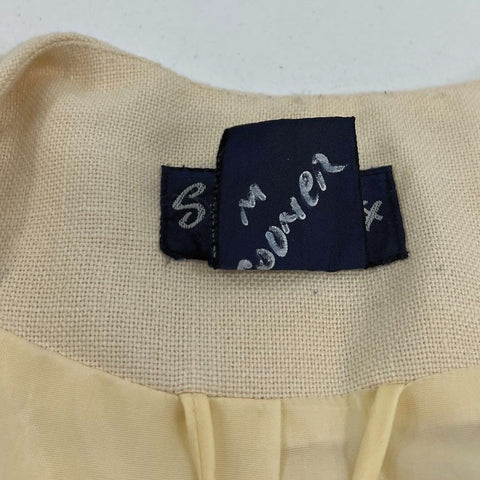 Sweet Suit Cream Vintage 90s Double Breasted Skirt Suit Set Women's 10 Petite