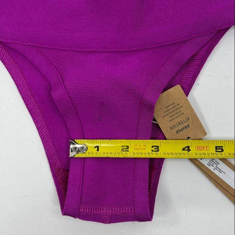 Skims NWT Women's Knit Swim Monokini Poppy Purple Cutout One-Piece XL