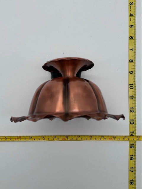 Mid Century Copper Scalloped Edge Footed Bowl Vintage Signed Studio Craft
