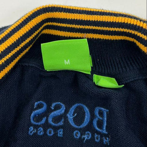 Boss Hugo Boss Men's 1/4 Zip Pullover Sweater Navy Blue Colorblock Cotton M