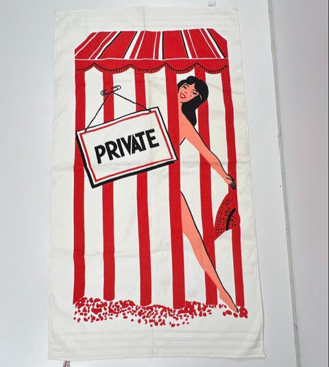 La Josefina Vintage Pin-Up Girl Beach Towel Private Cabana Stripe Cotton