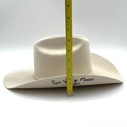 Estampida Men's 50X Felt Cowboy Hat Off-White Autographed Voz de Mando Sz 6 3/4