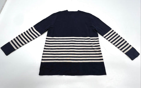 Lauren Ralph Lauren Women's Navy Striped Silk Cardigan Gold Anchor Sz P/M