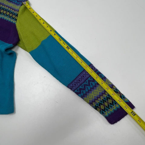Alpaca Imports Vtg Y2K Colorblock Fair Isle Alpaca Wool Sweater Womens M