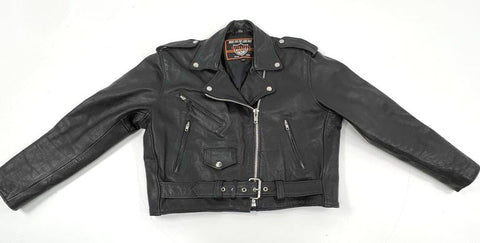 Interstate Leather Men's Black Motorcycle Biker Jacket Asymmetrical Belted XL