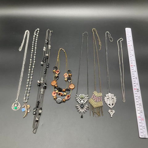 Costume Jewelry Lot of 8 Necklaces Statement Rhinestone Beaded Tassel
