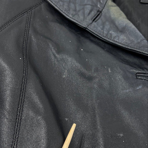 Vintage 90s Worthington Genuine Lambskin Leather Button Jacket Black Sz 1X