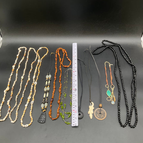 Bohemian Natural Material Necklace Lot 10pc Shell Seed Beaded Ethnic Coin
