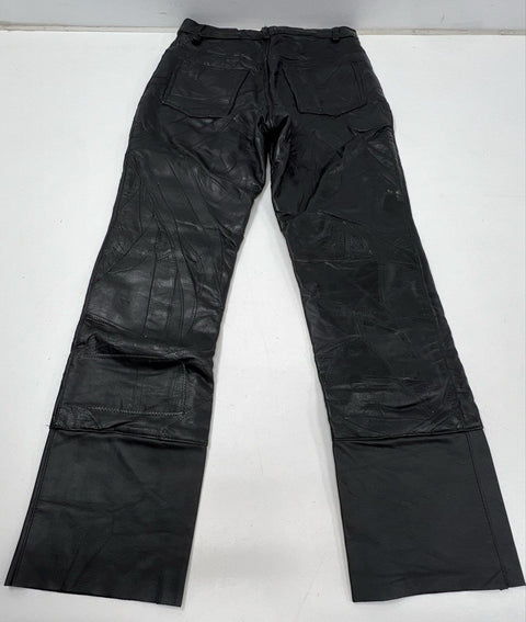 Vintage 90s Navarre Leather Co Men's Black Patchwork Genuine Leather Pants