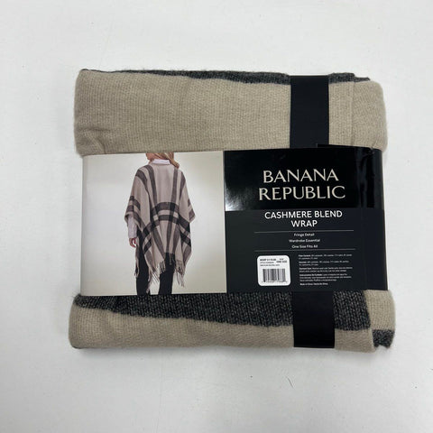 Banana Republic NWT Erin Plaid Cashmere Blend Fringe Wrap Poncho One Size