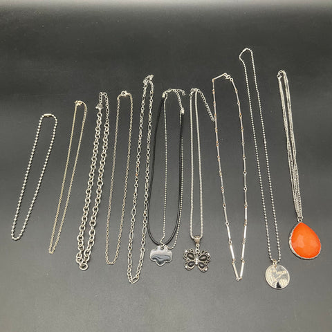 Vintage & Modern Necklace Jewelry Lot 11pc Religious Butterfly Pendants Stone
