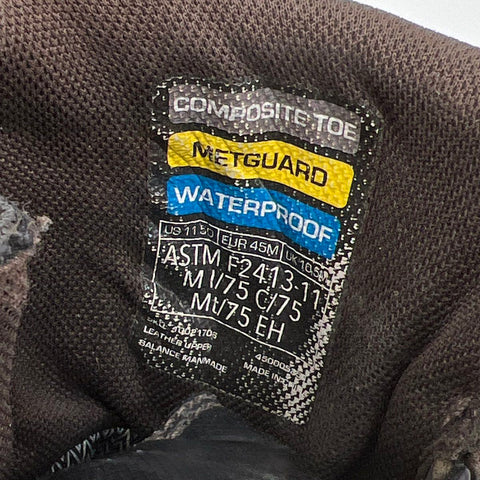 Ariat Metguard Comp Toe Waterproof Side Zip ASTM F2413-11 Work Boots Sz 11.5