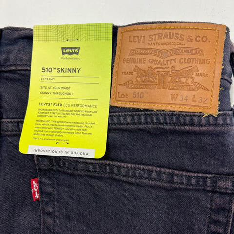 Levi's Premium 510 Skinny Gray Flex Raw Hem Jeans Men's 34x32 NWT