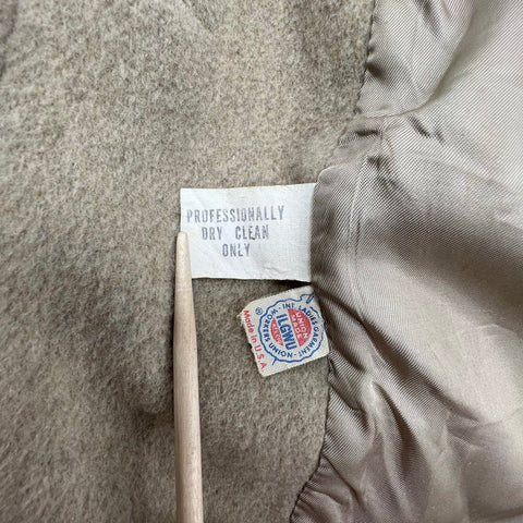 Vintage 70s Wool Blend Tan Car Coat Fully Lined Jacket Sz M