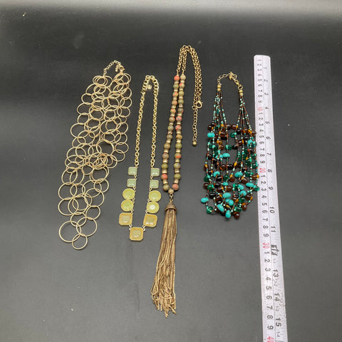 Loft & Fashion Necklace Jewelry Lot 4 Pcs Beaded Tassel Statement Boho