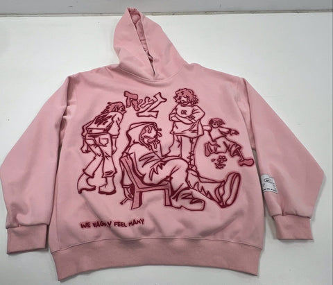 Aelfric Eden Unisex Pink Graphic Streetwear Hoodie We Vaguely Feel Many