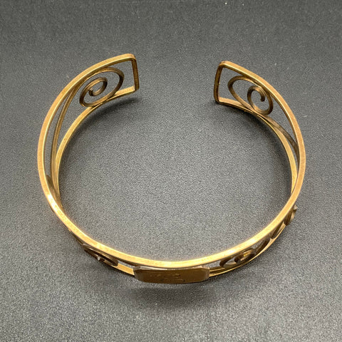 Vintage Krementz Gold Filled Cuff Bracelet Scroll Filigree Monogram E Engraved