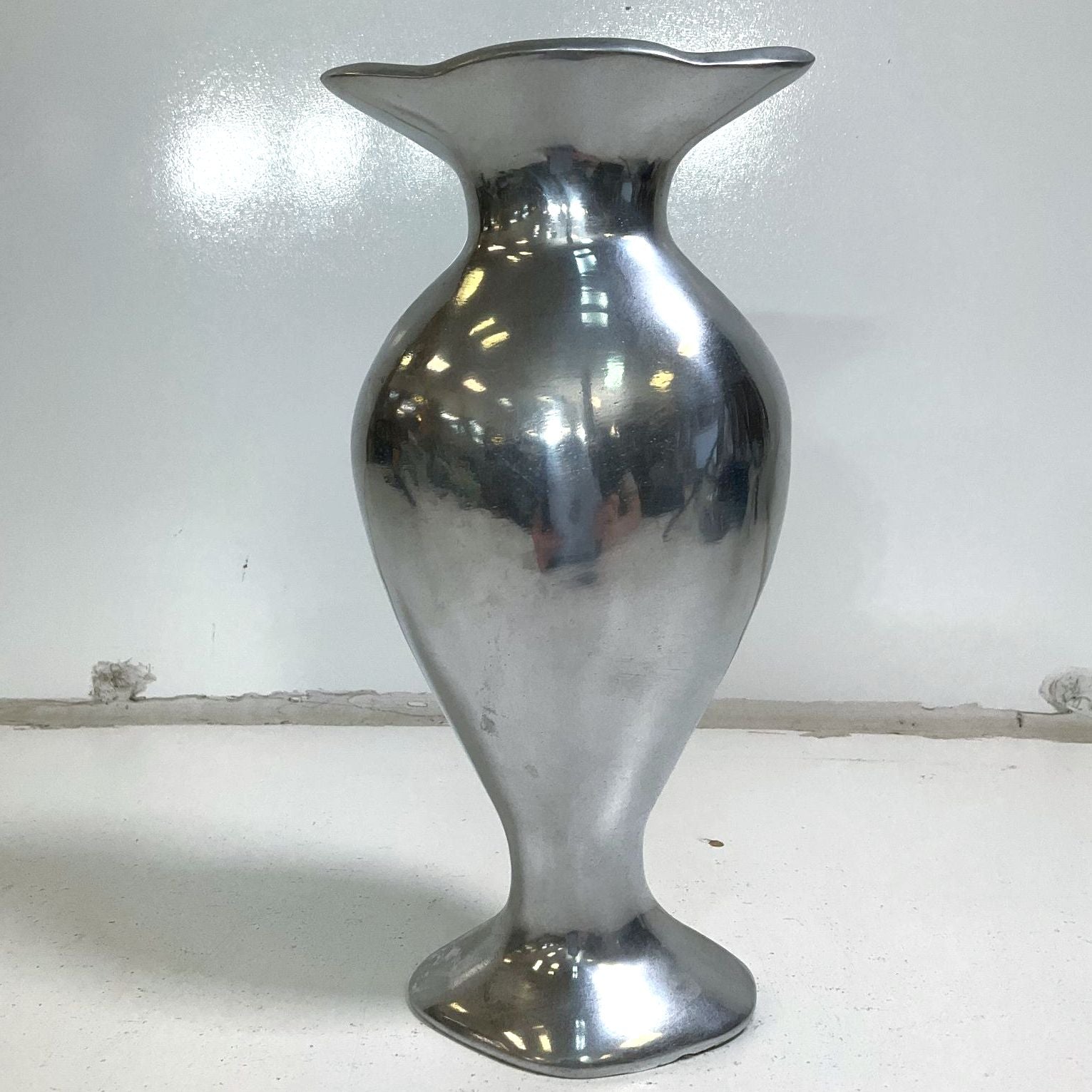 Vintage Mid-Century Modern MCM Cast Metal Biomorphic Sculptural Vase 10.5"