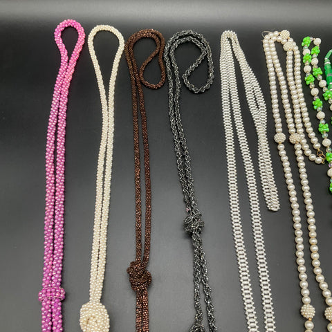 Vintage Beaded Necklaces Costume Jewelry Lot of 8 Faux Pearl Glass Tassel