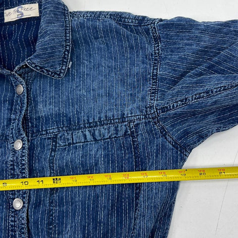 We The Free Marci Hickory Stripe Denim Button Front Jumpsuit Women's S