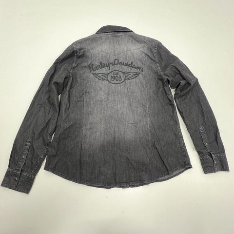 Harley-Davidson Womens Lot 2 Studded Denim Shirt & Eagle Vest Sz L