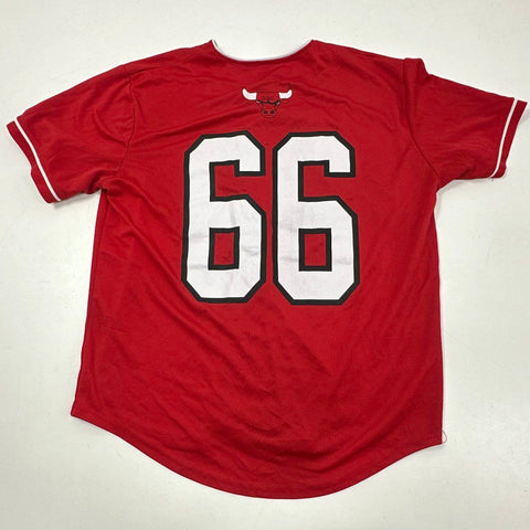 NBA Men's Chicago Bulls #66 Baseball Jersey Red Button Up Mesh Sz XL