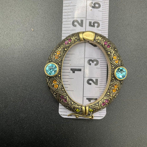 Heidi Daus Bronzetone Multi-Color Crystal Hinged Enhancer Pendant Signed