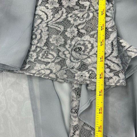 JJ's House Women's Dusty Blue A-Line High Low Lace Bridesmaid Dress Size 14 NWT