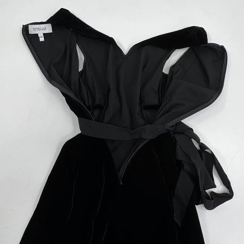 Derek Lam 10 Crosby Women's Black Velvet V-Neck Asymmetrical Dress Sz 4