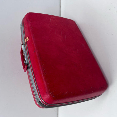 Vintage 60s Samsonite Red Silhouette Hard Shell Suitcase Mid Century Modern