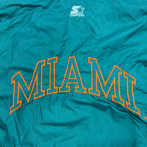 Vintage 90s Starter Miami Hurricanes NCAA Full Zip Puffer Jacket Sz M