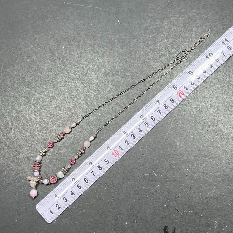 Pearl & Pink Bead Sterling Silver Necklace