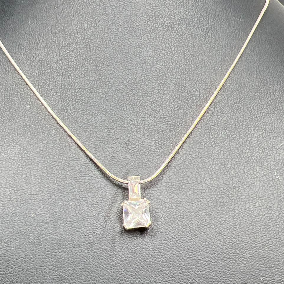 Sterling Silver Rhinestone Pendant Necklace