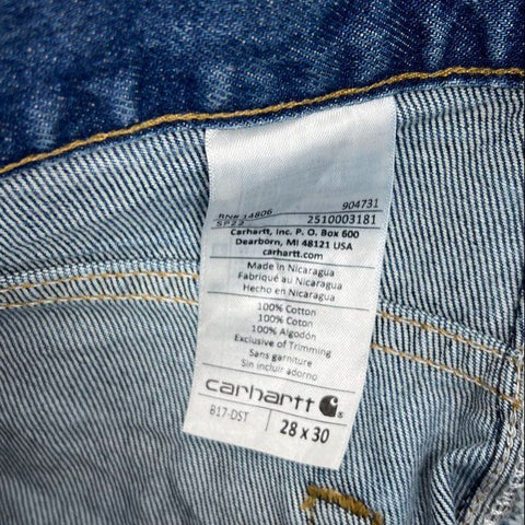 Carhartt B17 Relaxed Fit Tapered Leg Jeans Blue Denim Mens 28x30 NWT