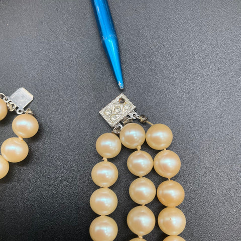 Vintage Faux Pearl Costume Jewelry Lot 9 Necklaces Multi-Strand Craft