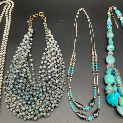 Vintage to Modern Costume Jewelry Lot of 10 Necklaces Beaded Turquoise Style