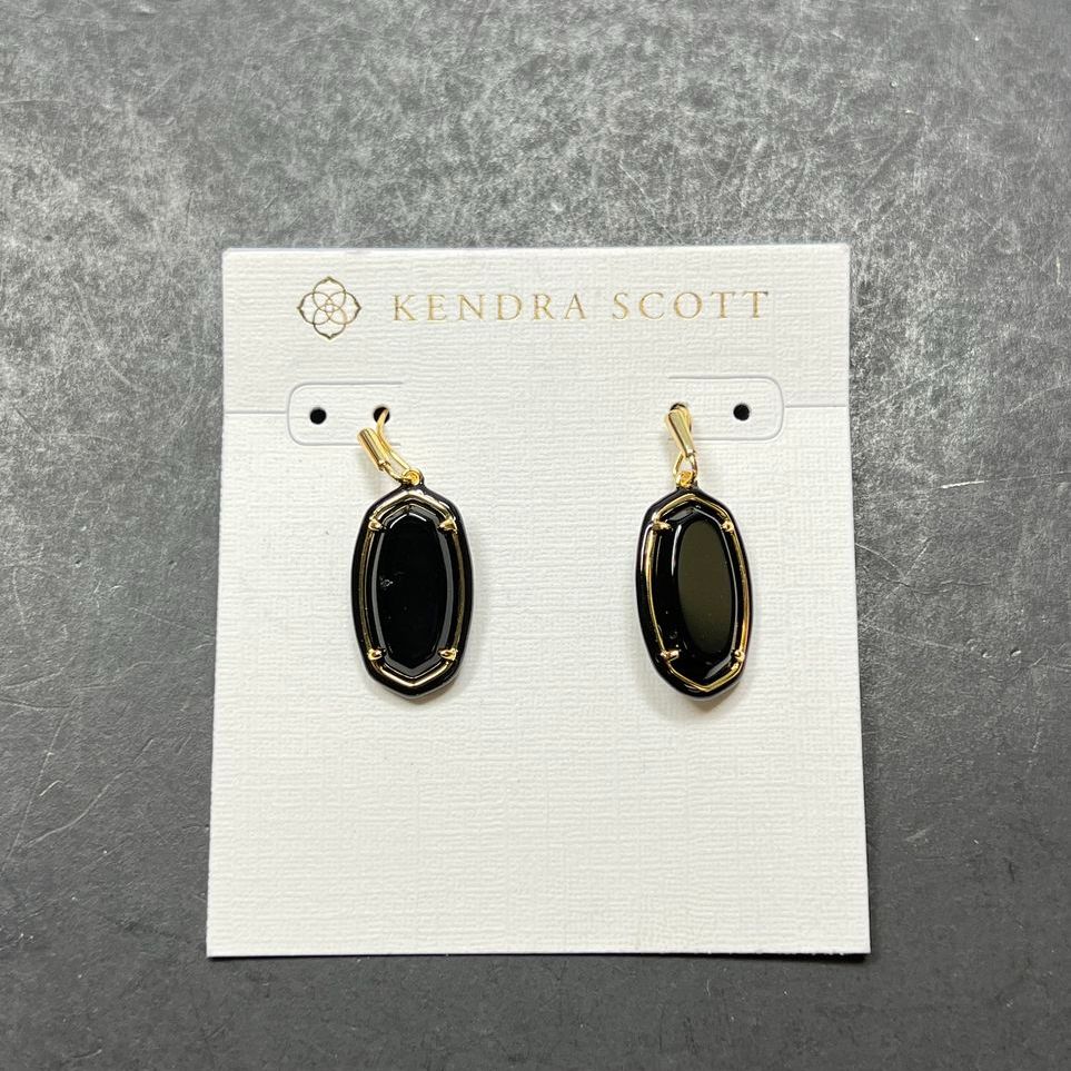 Kendra Scott Black Rhinestone Dani Enamel Drop Earrings NWT