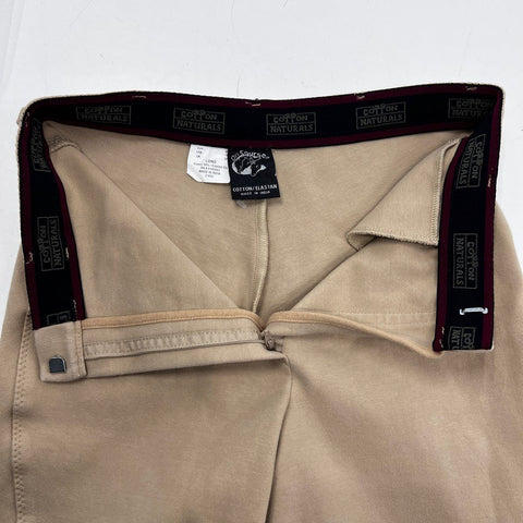 On Course Women's Tan Cotton Naturals Riding Jodhpurs Breeches Knee Patch Sz 32