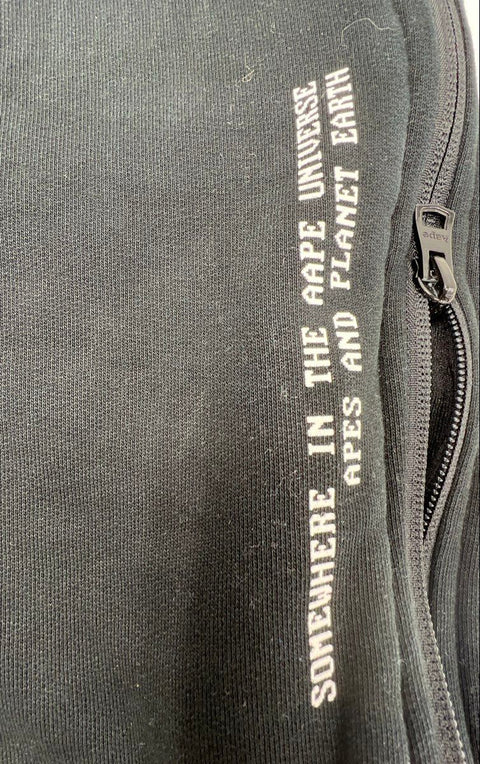 AAPE Men's Black Full Zip Side Graphic Streetwear Joggers Sweatpants Sz S