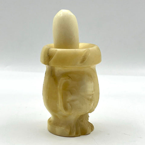 Vintage Hand Carved Stone Figural Mortar and Pestle Bearded Man Face 6"