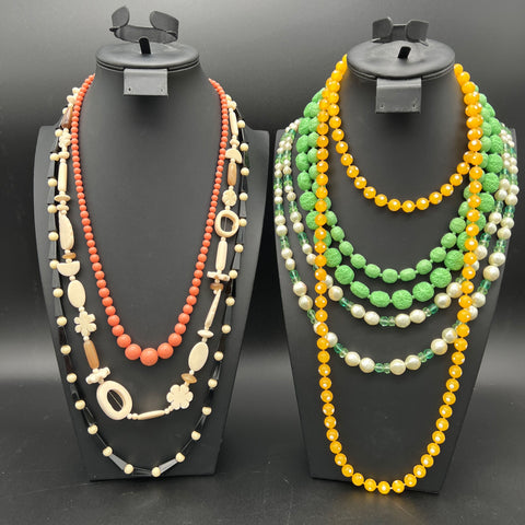 Vintage Richelieu Austria Beaded Costume Jewelry Necklace Lot of 6 Mid-Century