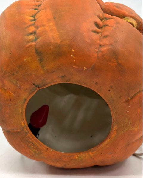 Vintage Halloween Witch Black Cat Pumpkin Jack O'Lantern Ceramic Light Lamp