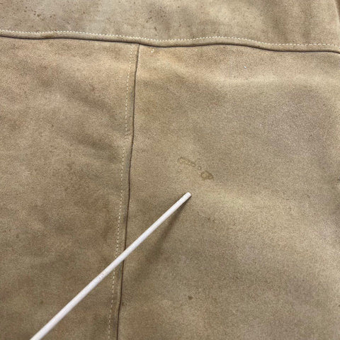 Vintage 70s Tan Suede Leather Sherpa Lined Jacket Coat Men's Sz 46 Chest